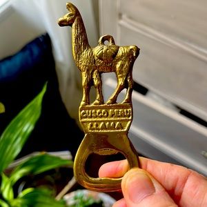 Llama brass bottle opener